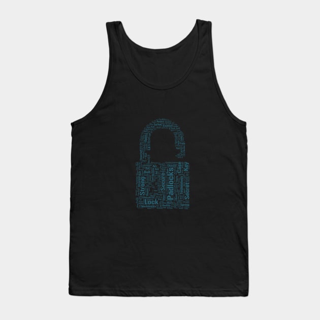 Padlock Secure Silhouette Shape Text Word Cloud Tank Top by Cubebox